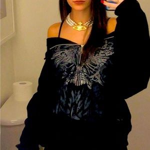 AESTHETIC JACKET TEENS CUTE BLACK EMO GOTH POPULAR MEDIUM BAGGY GRUNGE